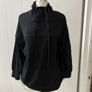 Black Women's Sweatshirt with Drawstring Collar